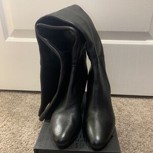Via Spiga women's black wedge knee-high boots